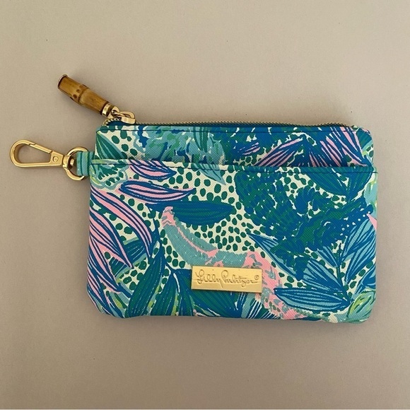 Lilly Pulitzer | Women's Zip Top Wallet Botanical Green Holiday In The Sun - Picture 1 of 7